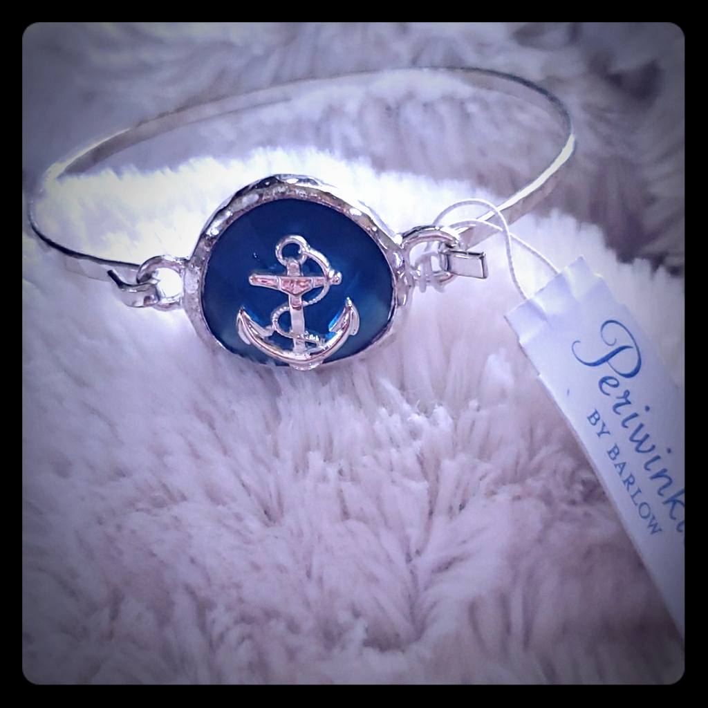 Nwt Charm On Blue Sea Glass With Spring Hook